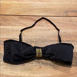 Xhilaration Black Studded Bandeau Swim Top